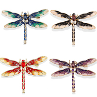 Vintage Colorful Crystal Dragonfly Brooches For Women Men Large Insect Lapel Pins Party Wedding Jewelry Accessories Gifts
