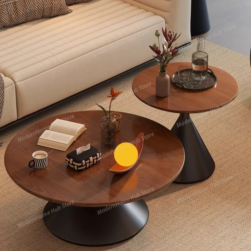 Living Room Coffee Table Small Space Luxury Round Wood Coffee Table Minimalist Nordic Mesa Lateral Para Sala Modern Furniture