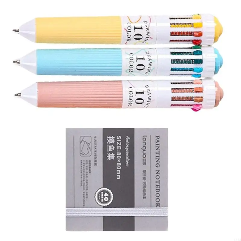  Multicolor Pen 10 Colors Retractable Ballpoint Pen Smooth Writing Pen