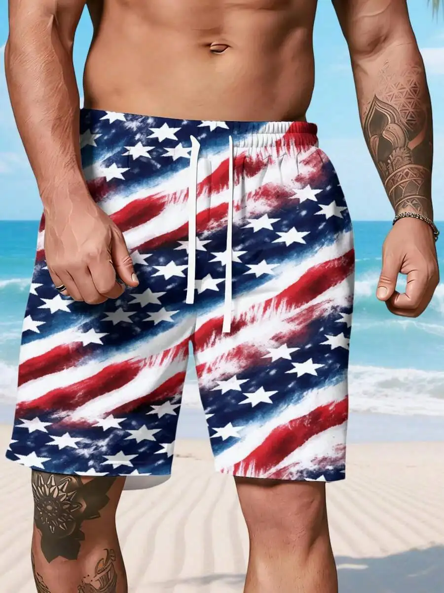 

Mens American Flag Print Beach Shorts Summer Casual Relaxed Fit Quick Dry Lightweight