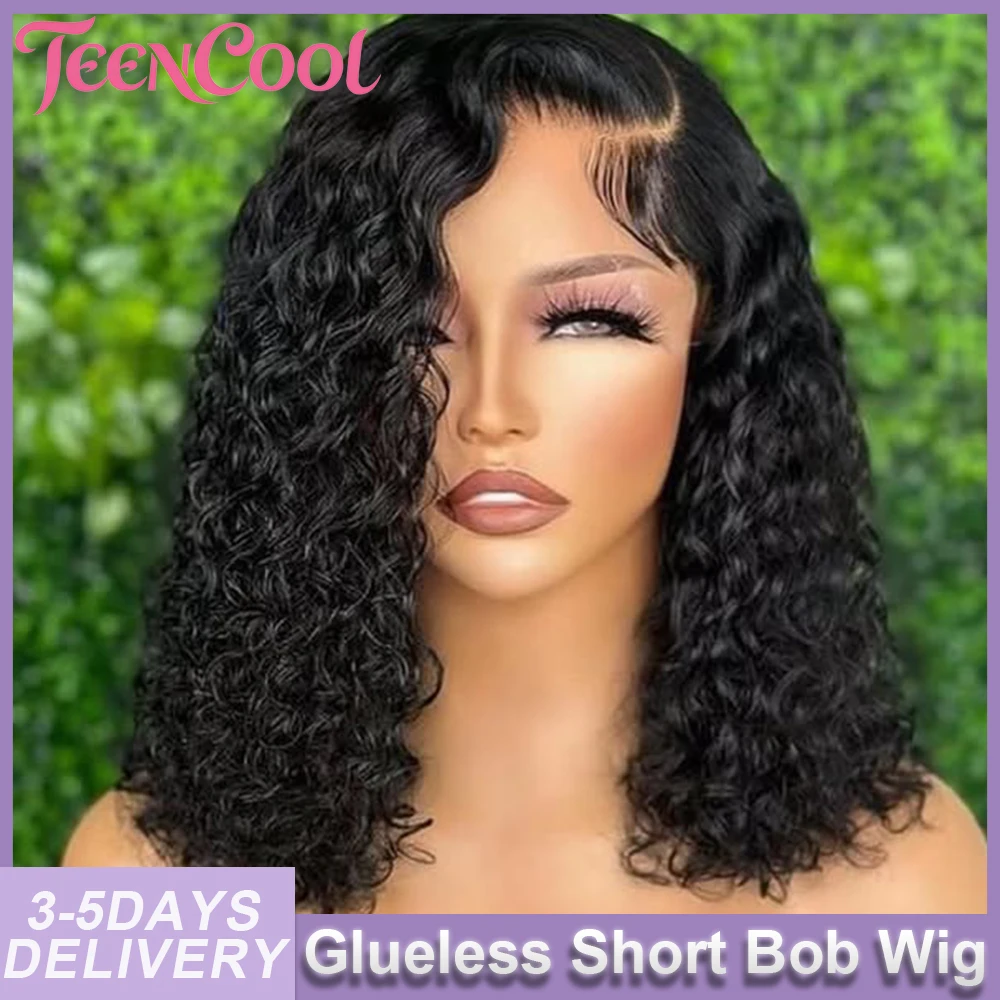 

4x4 5x5 Glueless Short Bob Wigs 13x4 13x6 HD Lace Frontal Wigs Curly Wigs 200% Density Brazilian Pre Plucked Hairline 10 12 14 16 Inches Deep Wave Human Hair Wigs Ready to Wear