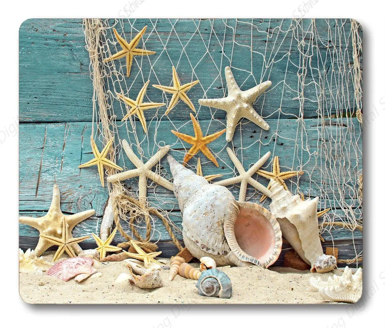 

Shell Conch Sea Star Printed Mouse Pad Fishing Net Beach Ocean Anti Slip Rubber Gaming Office Mouse Pad 18cm * 22cm