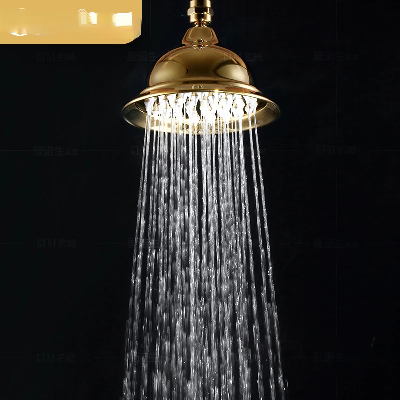 Warm European-style all-copper antique gold shower set can be lifted and rotated out of the water retro surface mounted shower.