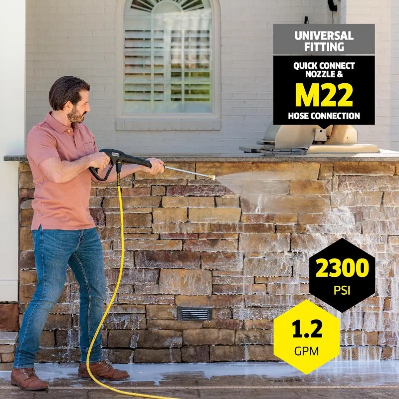 غسالة الضغط K2300PS، 4 فوهات رش، خزان المنظفات، بكرة خرطوم، للسيارات والممرات والانزلاق والباحات، 1.2 جالون في الدقيقة