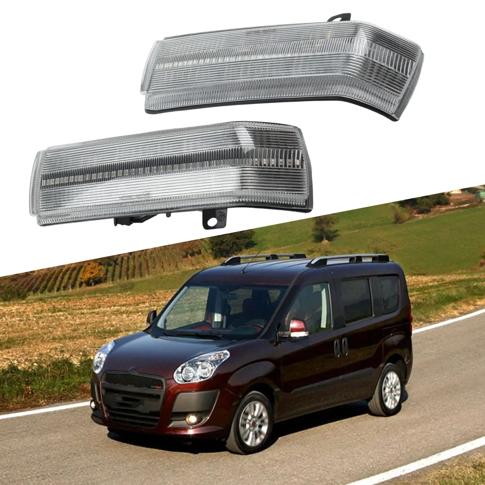 2PCS Specchietto retrovisore per auto LED Luce acqua Indicatori di direzione per RAM Per ProMaster City 15-22 Per Fiat Per Doblo Per MK2 10-22 Per Opel