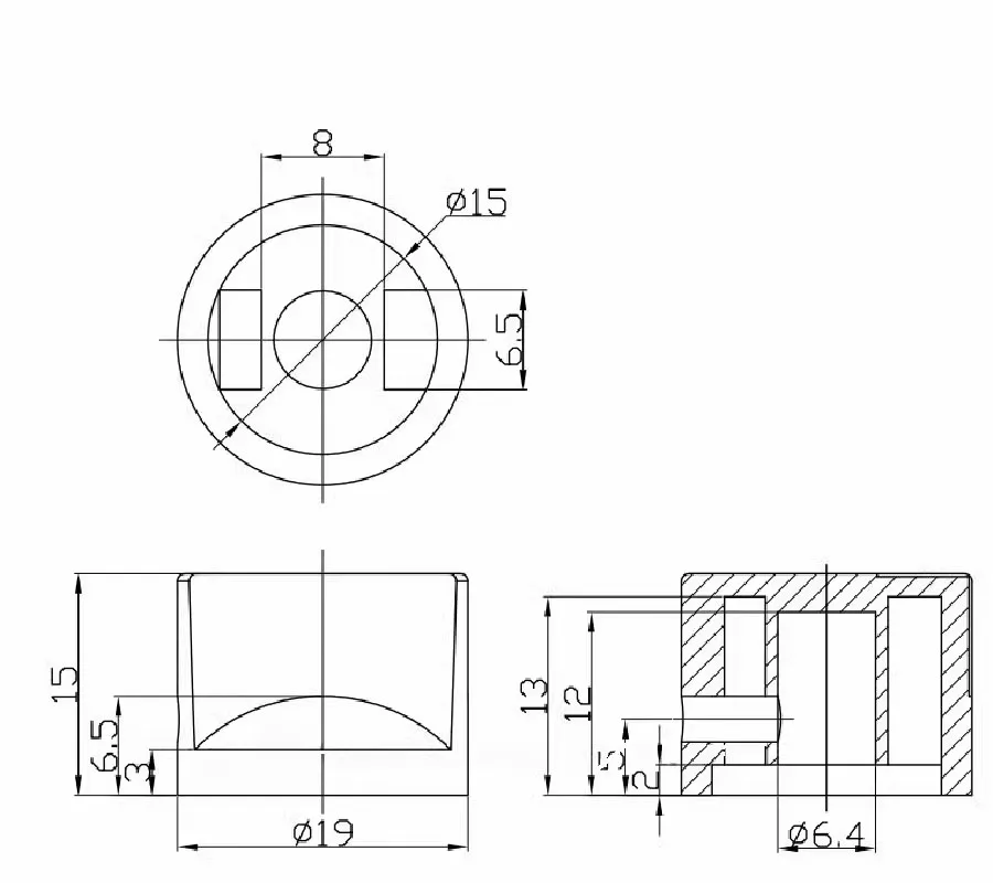 10 stücke Kunststoff Set Potentiometer Knopf Aluminium Gitarre Knopf 19*14,6 MM 6,35 MM Welle Loch Durchmesser Stomp box Overdive DJ Mixer – Detail 3