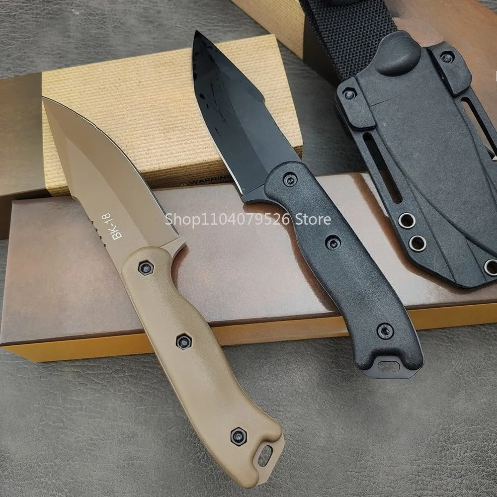 BK 18 Straight Knife with Sheath Wilderness Exploration Climbing Camping Hiking Picnic Fishing Outdoor Tool Portable Fruit Knife