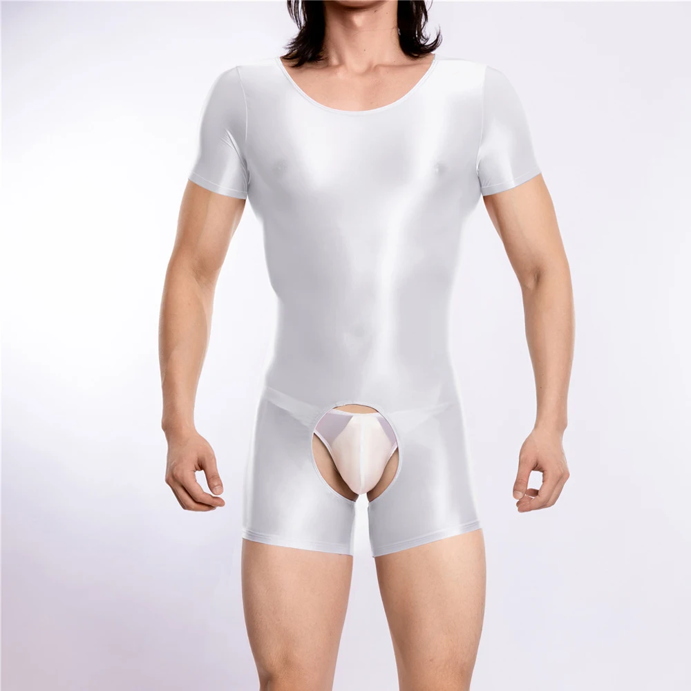 الرجال لون الحلوى ارتداءها السلس لامعة لامعة تي شيرت مثير اليوغا يوتار مرونة تشكيل الجوارب العلوية مقاومة للبقع النفط