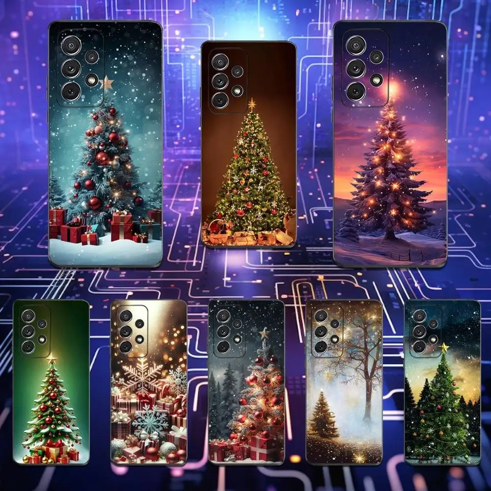 

Merry Christmas Tree Phone Case For Samsung S25,S24,S23,S22,S21,S20,S10,Ultra,Plus,Lite,FE,Soft Silicone Black Cover