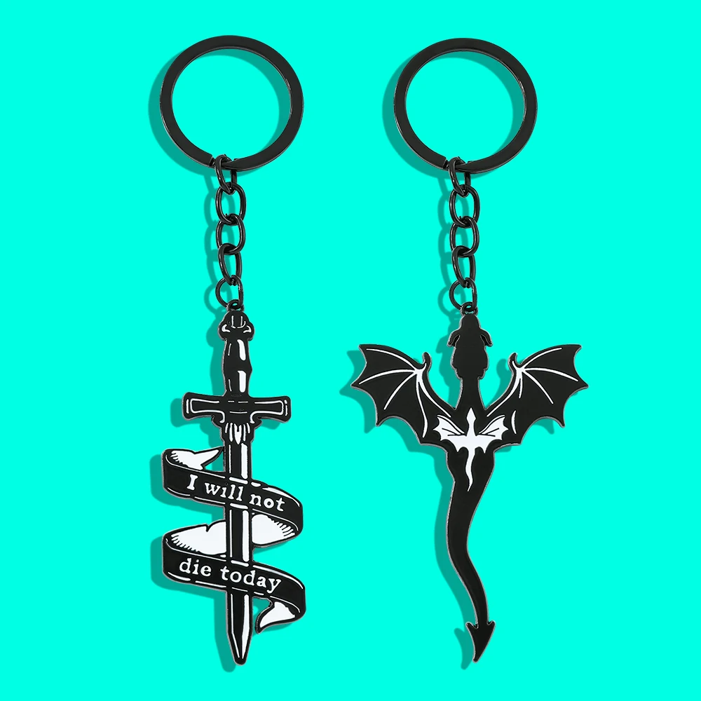 Llavero con colgante de dragón negro de Fourth Wing, llaveros para coche, joyería de mano para hombres, regalos, accesorios