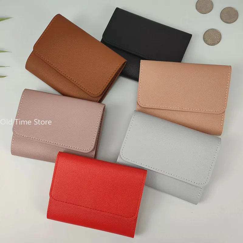 Women Short Wallet Multi-card Bag Mini Pouch Fashion Simple Three Fold Short Clip Female Wallet Portable Lady Coin Purses