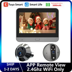 Tuya-Smart Life, Caméra de Sonnette PIR, Vision Nocturne 940NM, Piles 622.4 mesurz, WiFi, Magic Peephole Eye, Digital Door Viewer, 3MP Battery