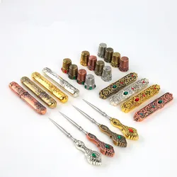 Vintage European Style Sewing Metal Needle Case&Sewing Awl Sewing Thimble for Embroidery and Craft Art Work