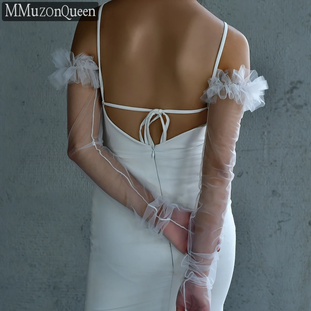 MMQ MM07 guanto da sposa soffice Tulle Off-White guanti senza dita da donna bianco accessori da sposa estivi per la festa fai da te personalizzato