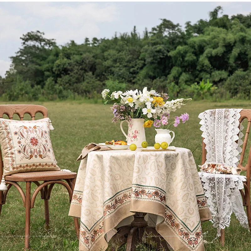 Luxury Dutch Velvet Table Cloth French Pastoral Style Home Table Decoration and Accessories Teapoy Romantic Restaurant Picnic
