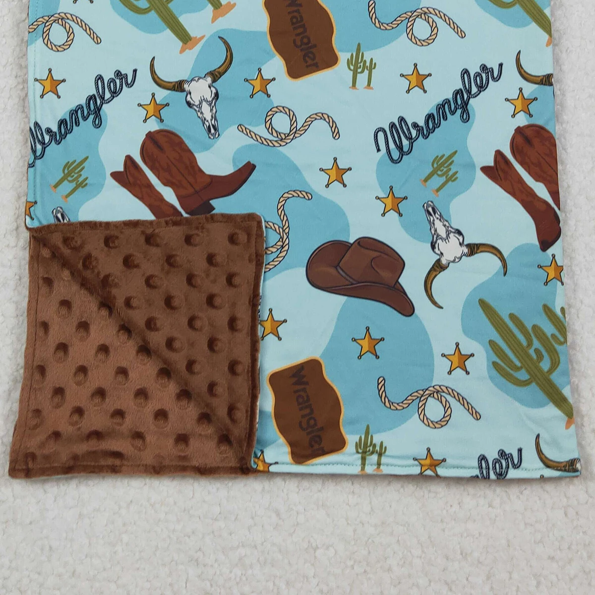 أحذية أطفال غربية تحت عنوان طفل صغير مع بطانيات صبار مينكي وقبعة جمجمة الثور للأطفال مجموعة غربية مقاس 29*43 بوصة