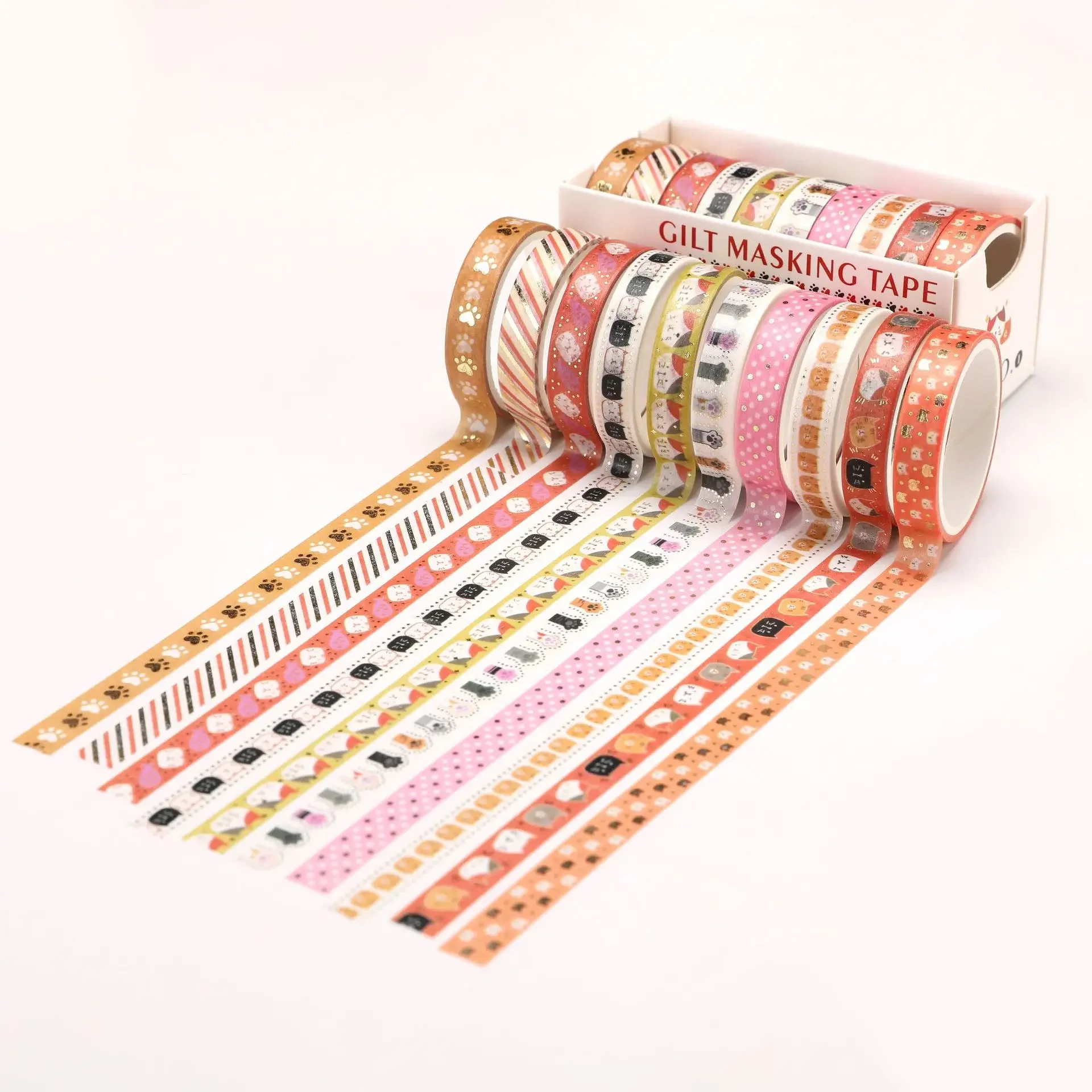 5 10Rolls Stars Washi Tape Decorative Adhesive Tape School Journal Supplies Gold Foil Scrapbooking Kawaii Stationery MaskingTape