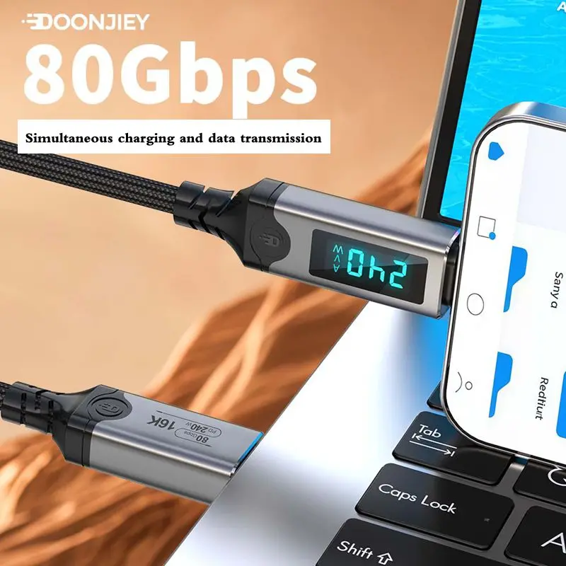 Thunderbolt 5 Digital Data Cable Type-C Male to Male USB5 Charging Cable Compatible with Thunderbolt 5 Supports 16K60HZ 80G 240W