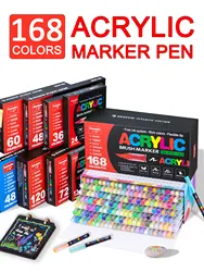 12/24/36/48/60/72/120/168 Colors Liquid Acrylic Marker Pens,Brush Soft Tip Juicy Ink Art Supplies For Art Students,Guang Na.8101