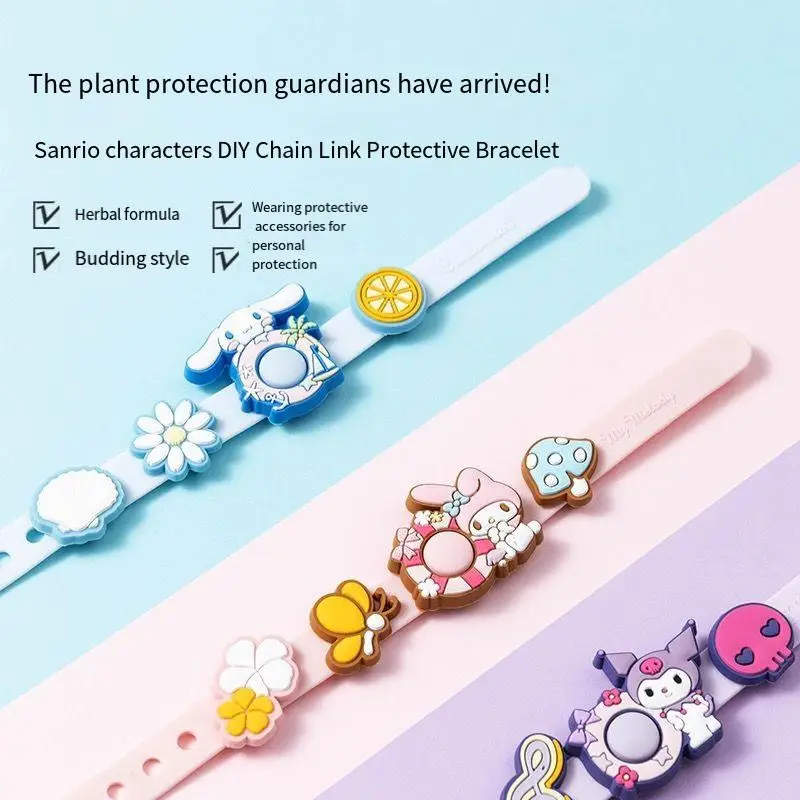 Sanrio летний браслет Kuromi от комаров, детский браслет с героями мультфильмов, браслет для предотвращения комаров, сделай сам, цепочка с пряжкой, прекрасный подарок для девочек