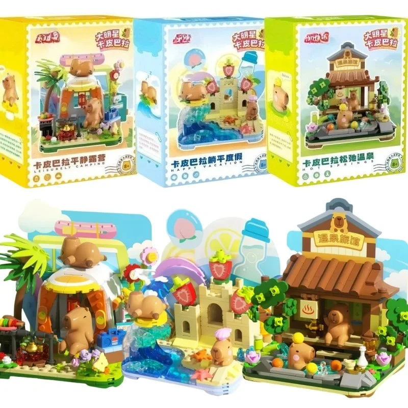 Capybara DIY Kawaii Building Blocks Set Cartoon Animal Figure Model Room Decor Creative Toy Kids Birthday Gift