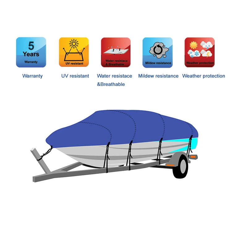 forHOMFUL Tri Hull Runabouts Waterproof Boat Cover Ski Bass Boat Cover Boat Trailer Hitch Cover