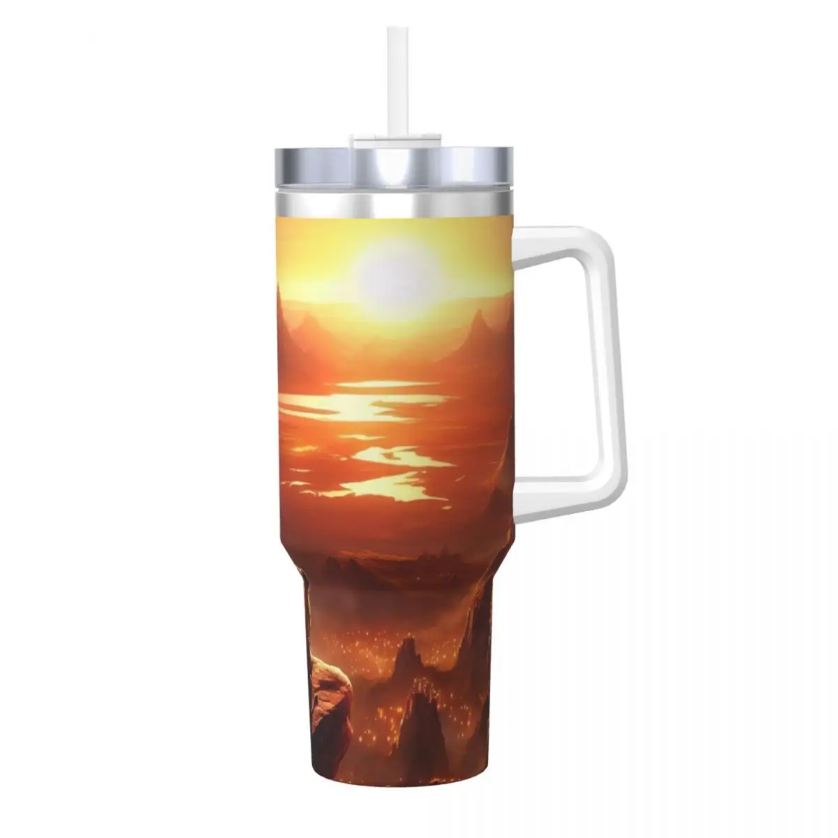 The Lion King Stainless Steel Tumbler Mufasa And His Son Camping Coffee Mug With Straws and Lid Large Capacity Mugs Cup Gift