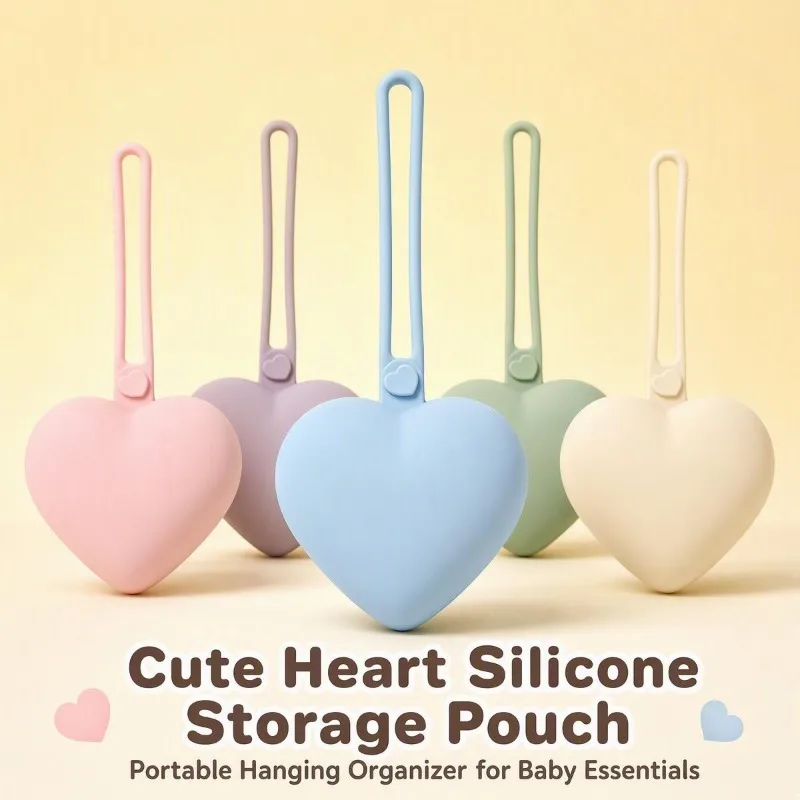 1PC Heart-Shaped Pouch, Portable Storage Bag for Women Travelers, Lightweight Mini Organizer, Cute Pastel, Keys Earphones