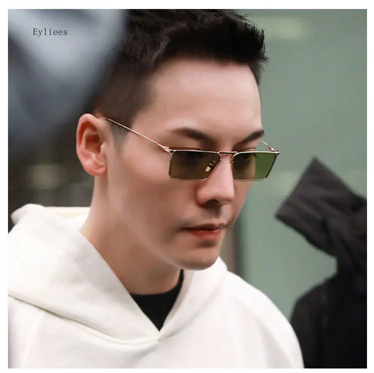 Classic Metal Punk Square Sunglasses Men Women Retro Double Bridges Fashion Woman Polygon Sunglasses Trendy Vintage Shades UV400 image 4