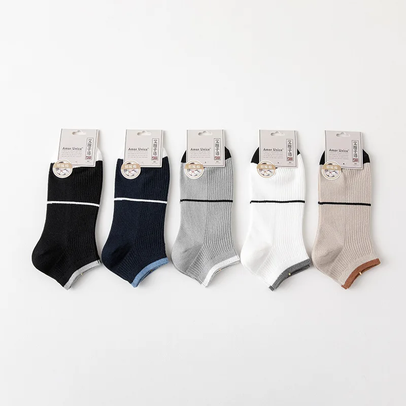 5 paires de chaussettes courtes et basses pour homme et femme, socquettes en maille respirante, couleur unie, fines