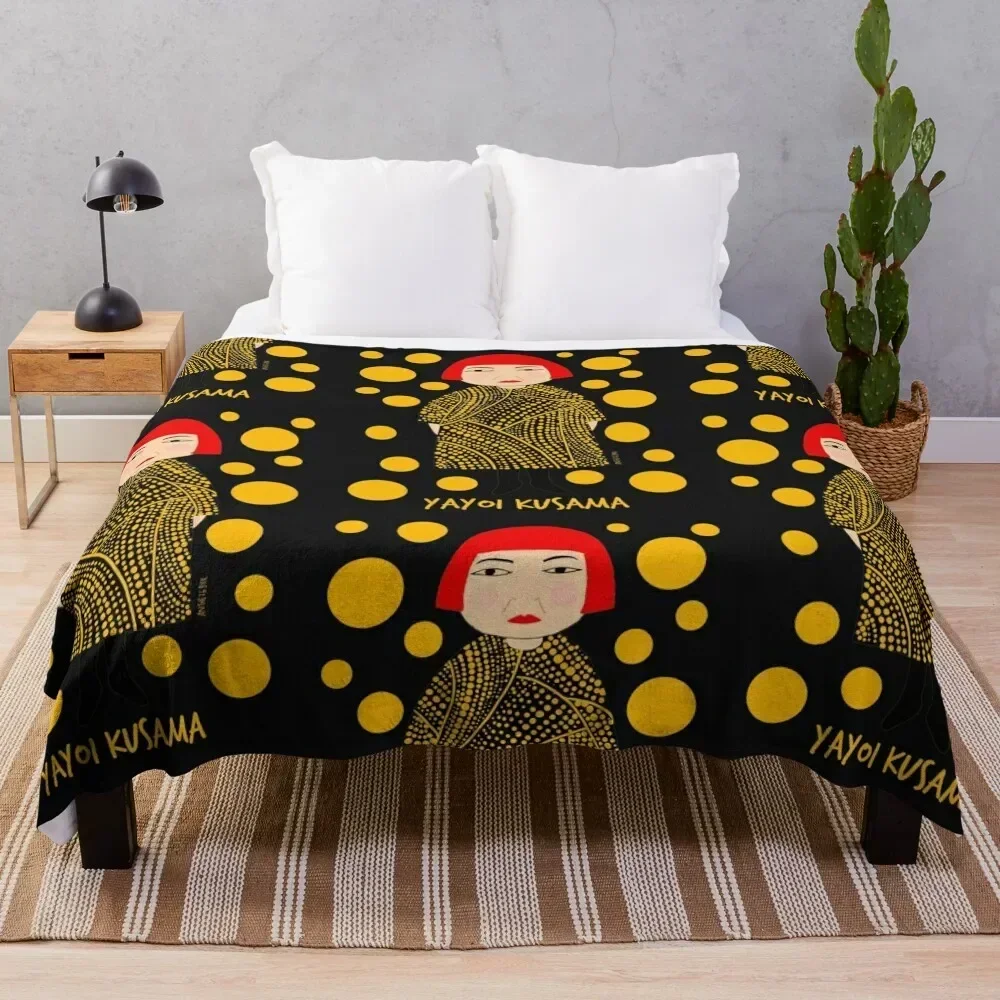 Yellow dots Yayoi Kusama inspired Throw Blanket Extra Large Throw Winter beds Retros Blankets