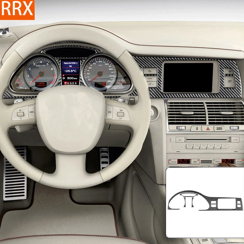 For Audi Q7 2007-2015 Real Carbon Fiber Stickers Dashboard Instrument Speedometer Panel Car Accessories Interior Decorative