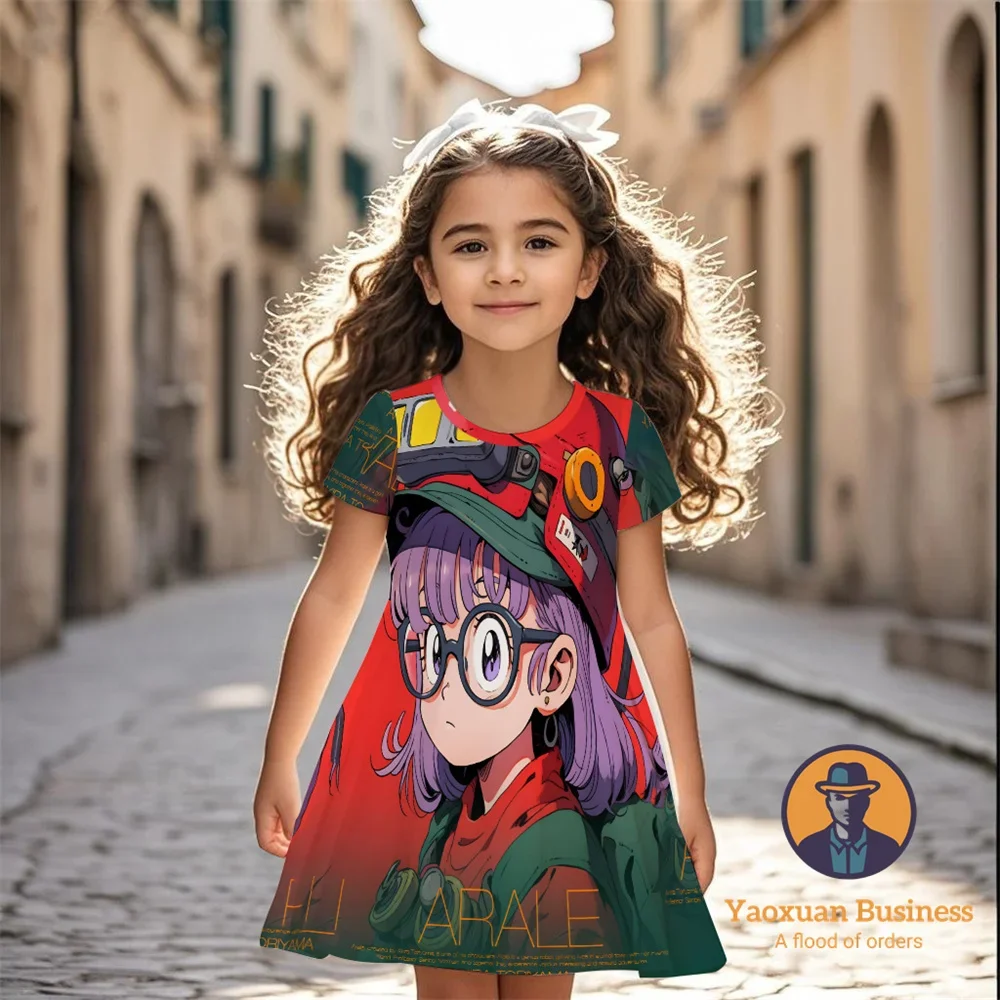 

Стильное платье Arale для девочек 2025 года с 3D принтом, милое красивое крутое летнее детское платье с героями мультфильмов, новая мода