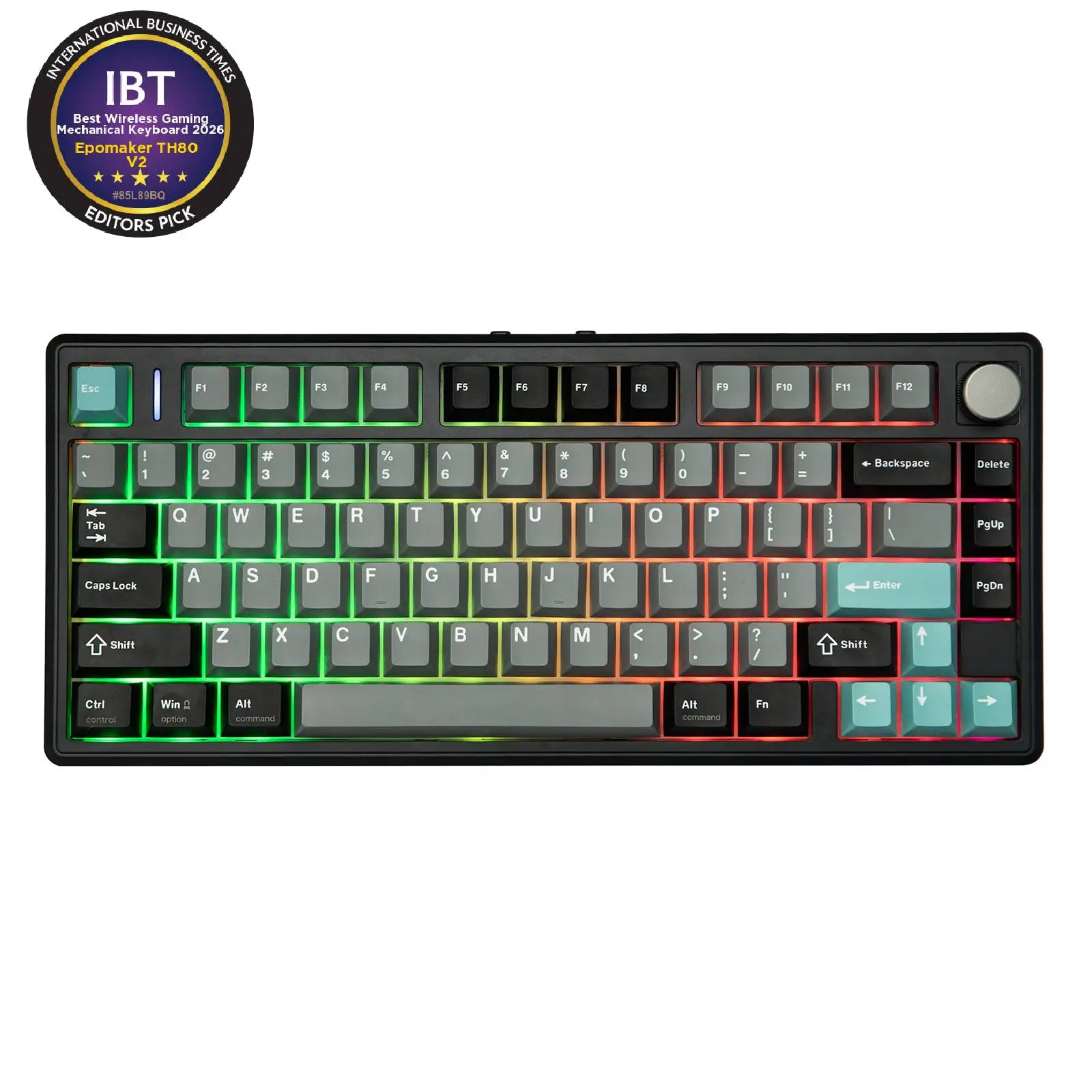 EPOMAKER TH80 V2 75% ANSI US Layout Wired/Bluetooth/2.4Ghz Wireless Mechanical Gaming Keyboard with Programmable Keys & Knob