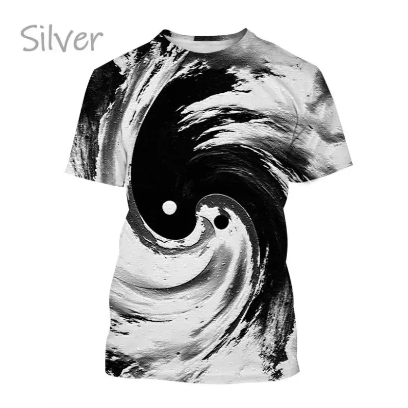 Fashion Casual Men's Clothing Bagua Tai Chi Yin Yang Koi 3D Print T-shirt Harajuku Street Oversized T-shirt Short-sleeved Tops