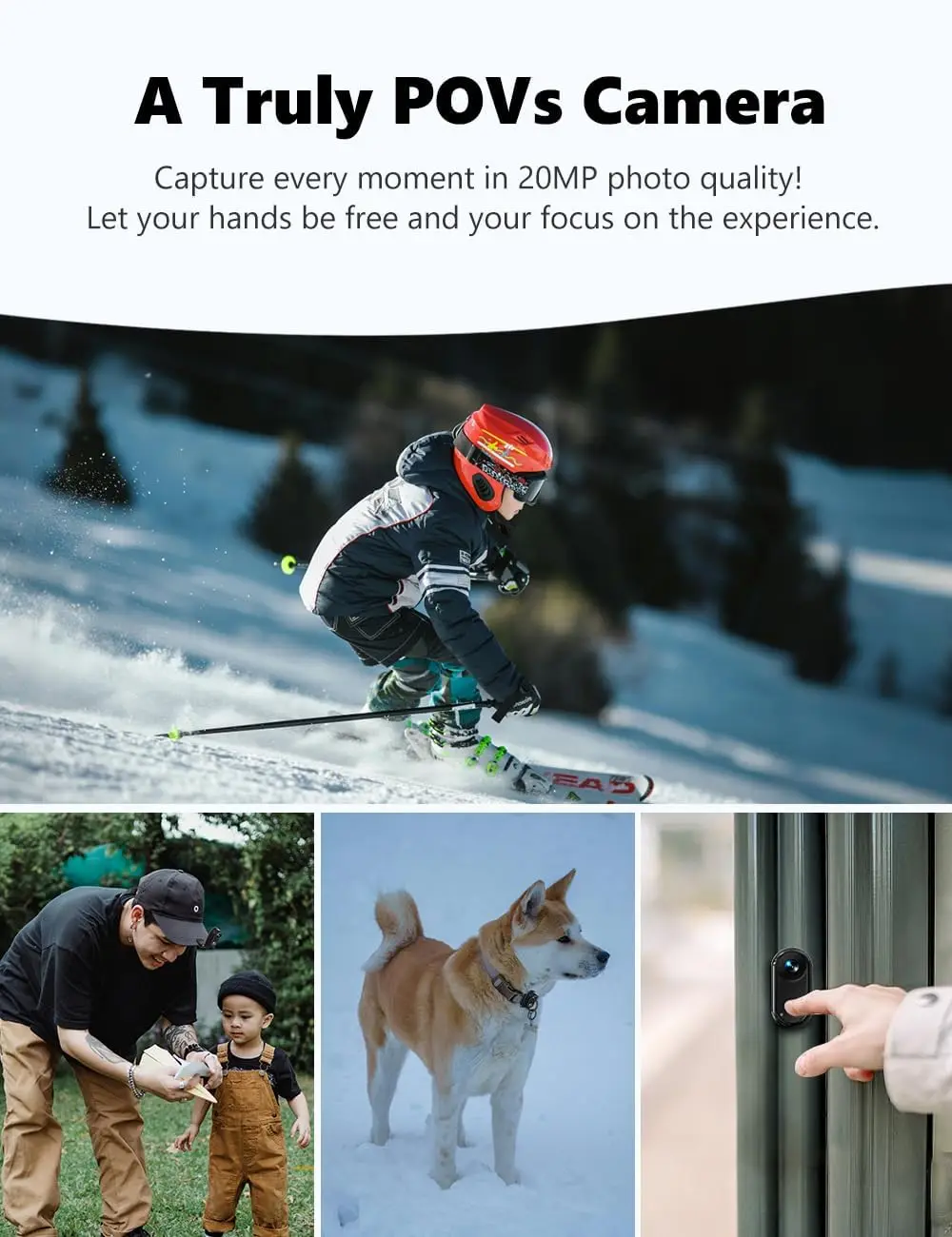 4K Mini POV Action Camera, Portable Wearable Thumb Body Cam, WiFi EIS 30M Waterproof Underwater, Hands-Free Audio Recording with Magnetic Mount for Vlogging Motorcycling view 3