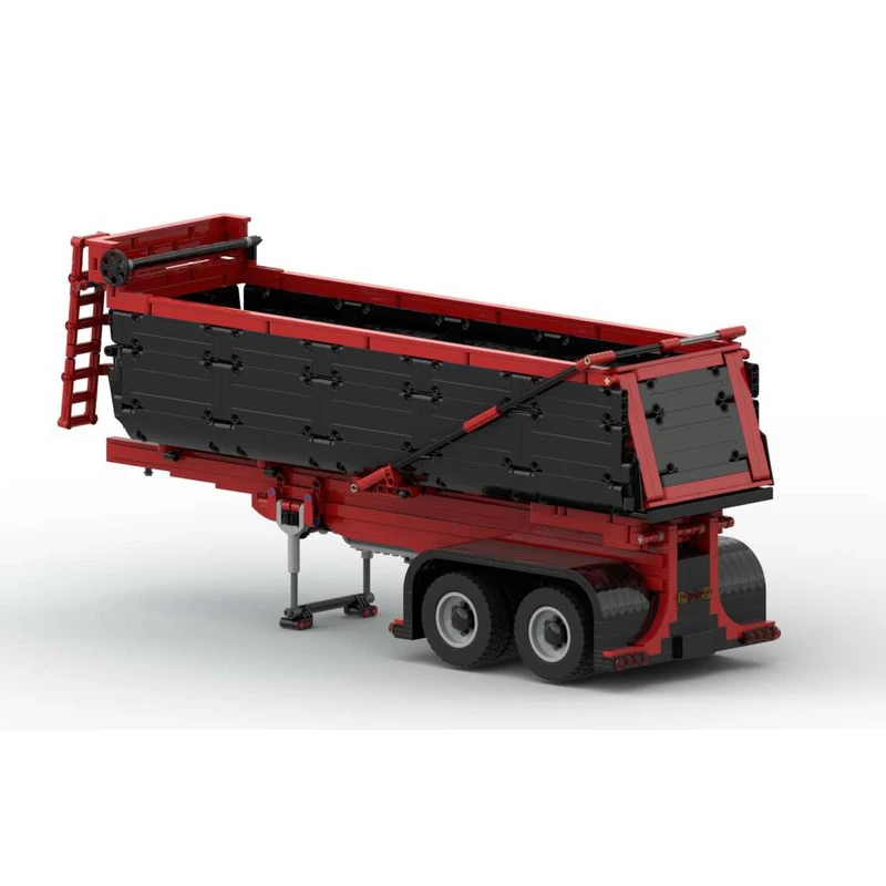 Urban Trucks Model Moc Building Blocks Red&Black Dump Trailer Model Technology Brick DIY Assembly Construction Model Toy Gifts