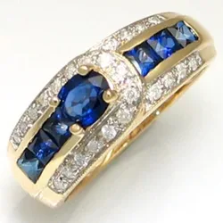 Luxury 10KT Gold Wedding Band Rings for Women Lab Sapphire Zircon Engagement Ring Jewelry Gift