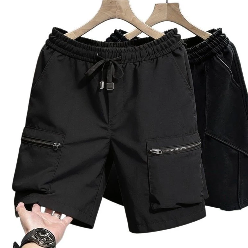 

Мужские шорты 2026 с большими карманами, на резинке, рабочие, летние, тонкие, новые, свободные, прямые, средней длины, мужские бриджи, 4XL