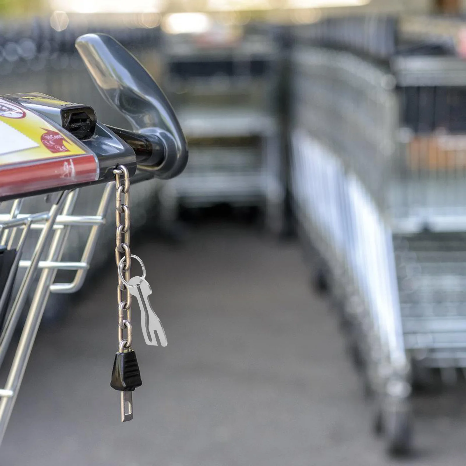 4 Pcs Token Trolley for Shopping Cart Grocery Metal Key Rings Tokens Coin Purse Keychain