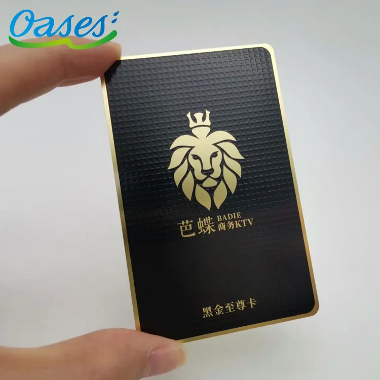 Customized query Custom Printing Thick Black and Gold Metal Business Cards Laser Engraving Metal Membership Card Blank Metal Bus