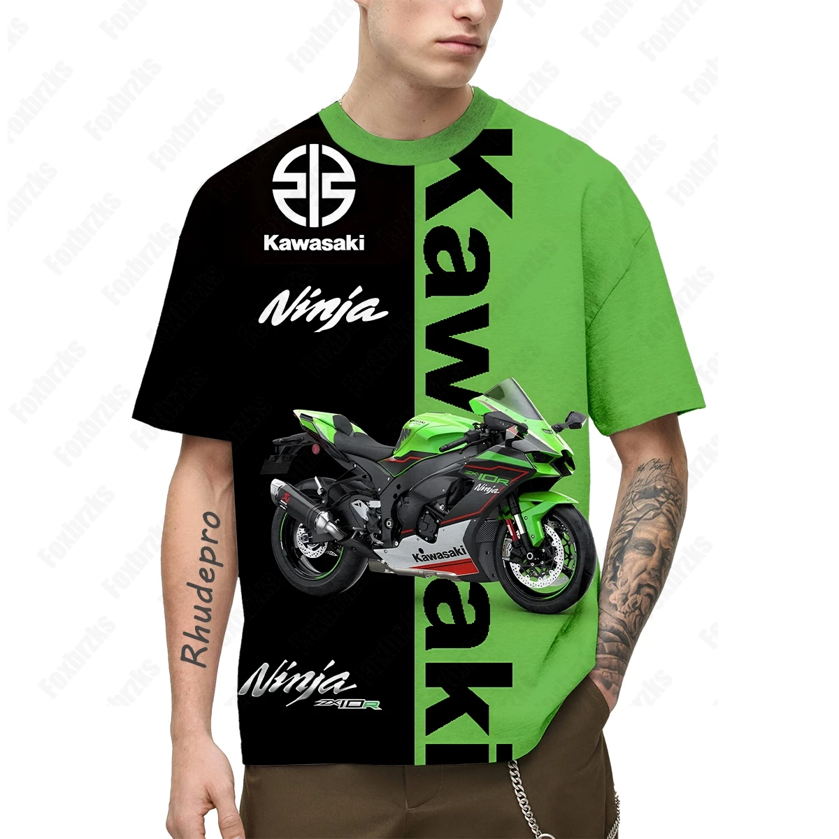 2024 Summer New Kawasakis Motorcycle Heavy Motorcycle Riding T Shirt Men's Pure icon Short-sleeved T-shirt