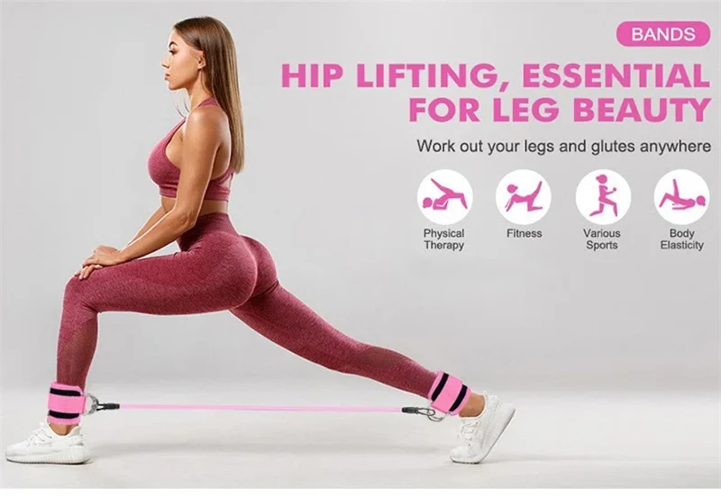 Widerstand Band Set Workout Übung Ausrüstungen Knöchel Riemen Fitness Yoga Elastische Fitness Bands Für Home Gym Mann Und Frau Sport – Detail 7