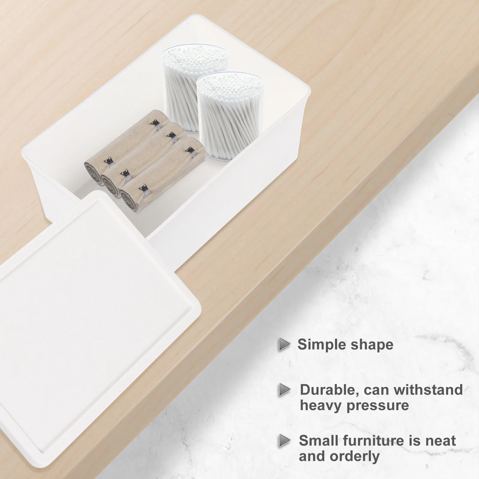 2pcs Plastic Storage Box Strong Premium Household Organizer for Bedroom Sofa Desk Bathroom Kitchen Large Capacity Space