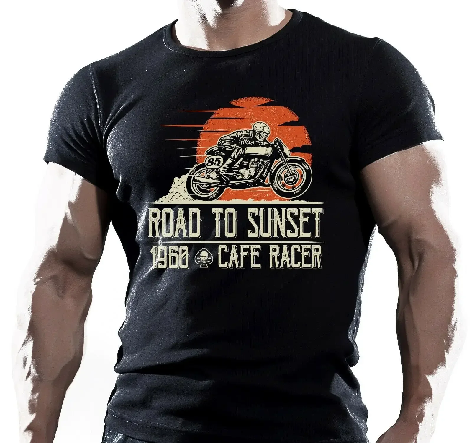 

Road To Sunset. Motorbike Biker American Motorcycles Cafe Racer T-Shirt. Summer Cotton Short Sleeve O-Neck T Shirt New S-3XL