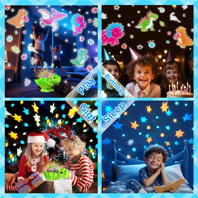 AT19-360 Degree Rotation Dinosaur Projector Light For Kids, Dinosaur Themed Night Light For Kids For Room, Child Projector