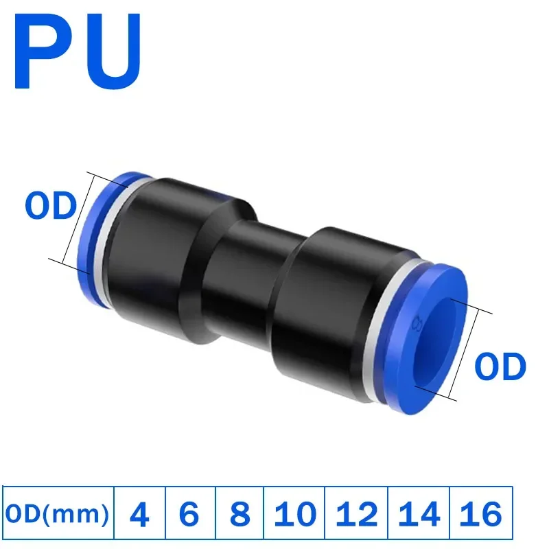 

20/100pcs Pneumatic Fittings Plastic Connector PU 4mm 6mm 8mm 10mm For Air water Hose Tube Push in Straight Gas Quick Connection