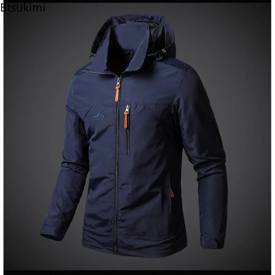 Spring Autumn New Men's Classic Windbreaker Jackets Loose Casual Waterproof Hooded Coats Men Outdoor Hiking Biking Bomber Jacket
