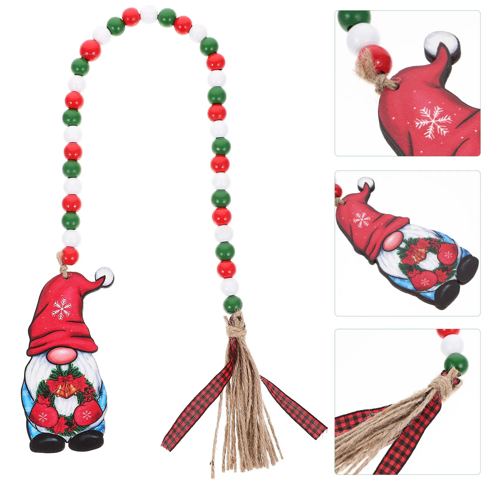 

Christmas Wooden Bead Pendant Santa Claus Tassel Hanging Decor for Cars Xmas Pendant Decorative Wooden Beads Hanging Decoration