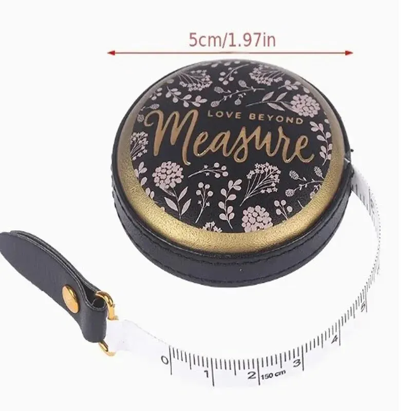 1pcs Portable Retractable Vintage PU Leather Mini Tape Measure Nostalgia Measuring Ruler Vintage Sewn cm Inch Roll Scale